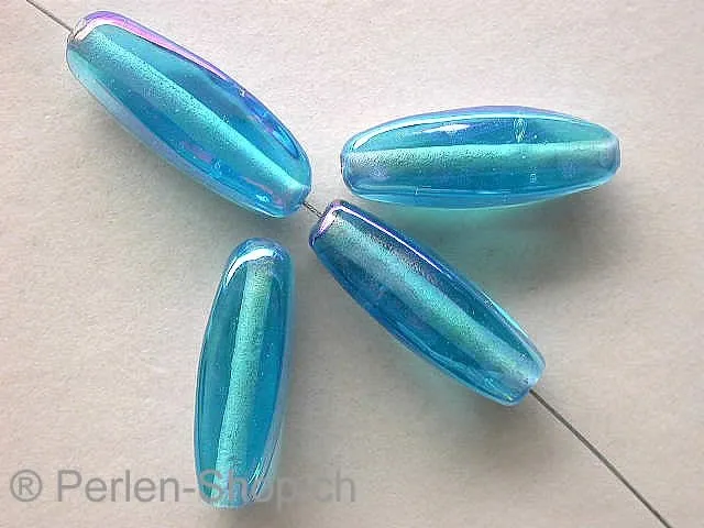 Oval Rectangle, turquoise rainbow, 25mm, 10 pc.