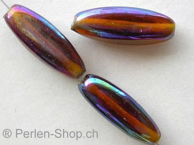 Oval Rectangle, brown rainbow, 25mm, 10 pc.