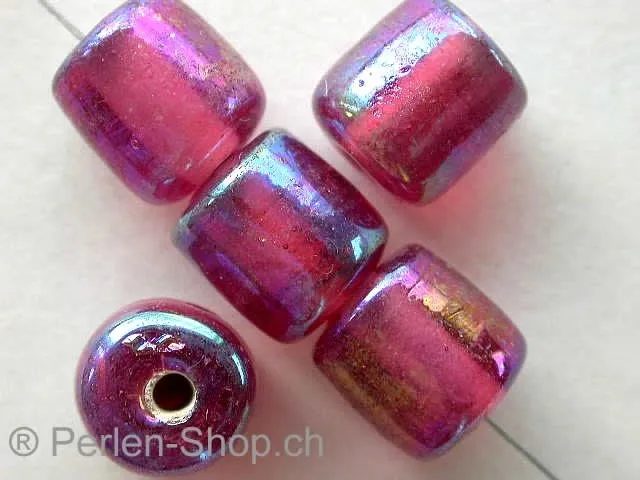 Cylinder luster, fusia, ±11mm, 10 pc.