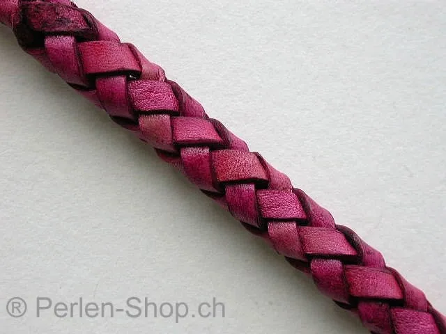 Lederband geflochten SOFT, ±100cm, rosa, ±6.5mm, 1 Stk.