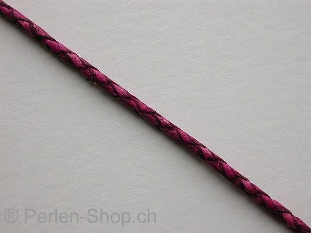 L Cord plaited soft (Bolo) from coil, pink, ±2mm, 10cm