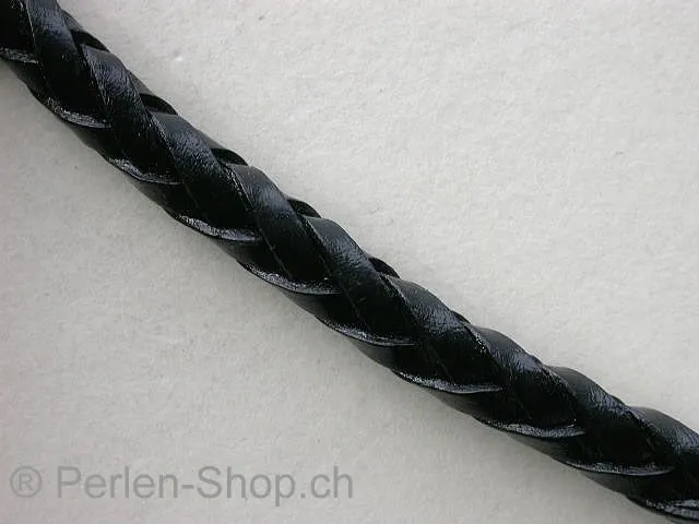 L Cord plaited (Bolo) from coil, black, ±6mm, 10cm