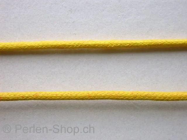 Wax cord, yellow, 2mm, ±1 meter