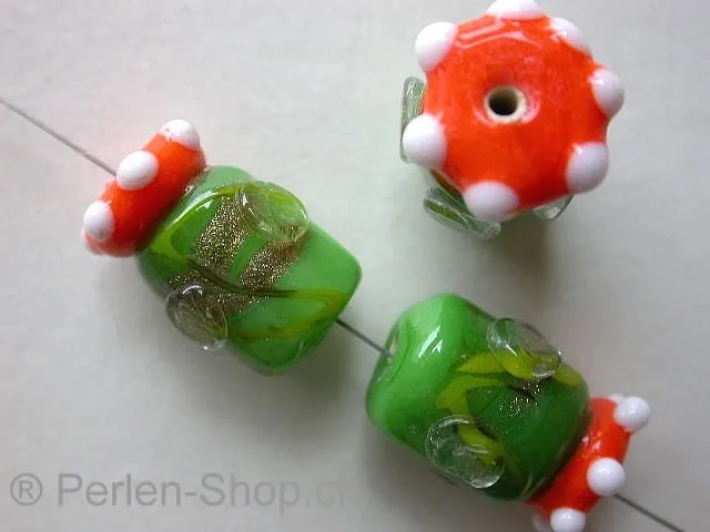 Lamp-Beads flower, green, 17mm, 1 pc.