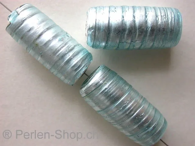 Venezianisch silver foiled glasperlen zylinder, blau, 26x13mm, 1