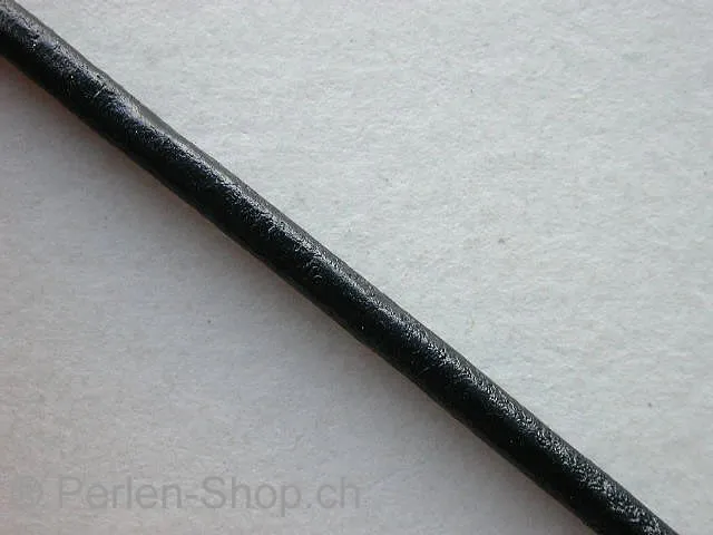 Lederband ab Spule, schwarz, 3mm, 1 meter