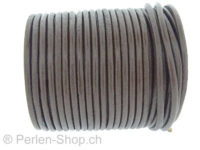 Leather Cord from coil, Color: brown, Size: 3mm, Qty: 1 meter