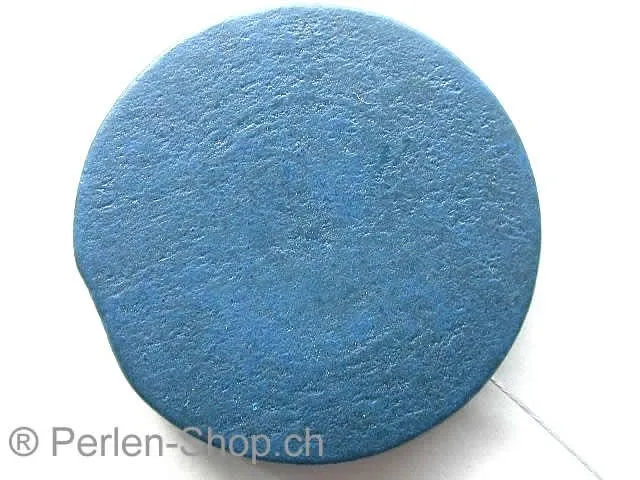 Holzperlen flach rund, blau, ±30mm, 1 Stk.