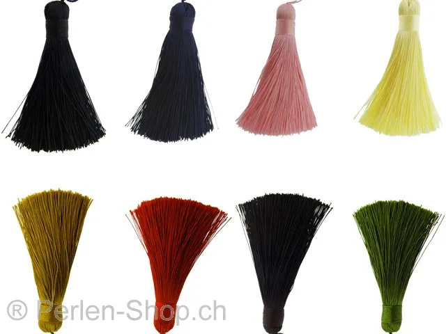Silk Tassels, Color: black, Size: ±8/23mm, Qty:1 pc.
