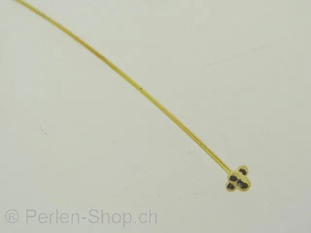 Head Pin with bead, ±53mm, antique gold color, 1 pc.