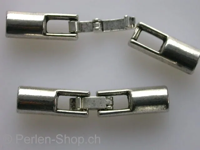 Clasp for ±2-3mm cord, antique silver color, ±34x6mm, 1 pc.