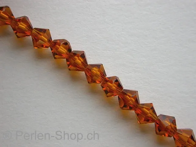 Bicone, Facet-Polished Glassbeads, brown, 4mm, ±80 pc.