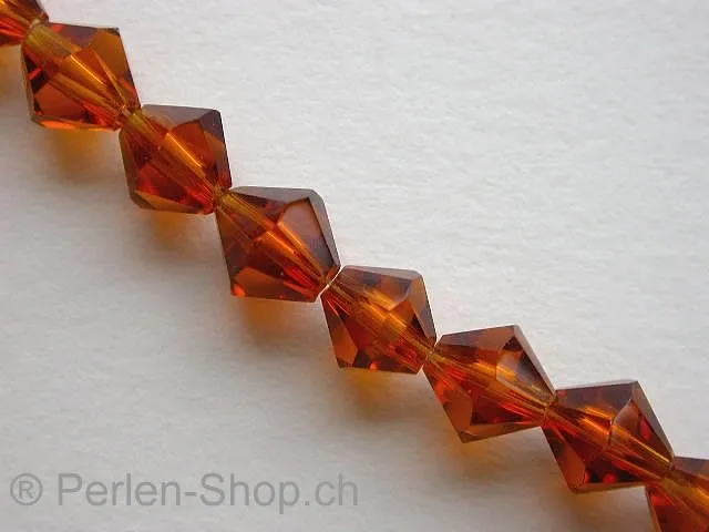 Bicone, Facet-Polished Glassbeads, brown, 6mm, ±52 pc.