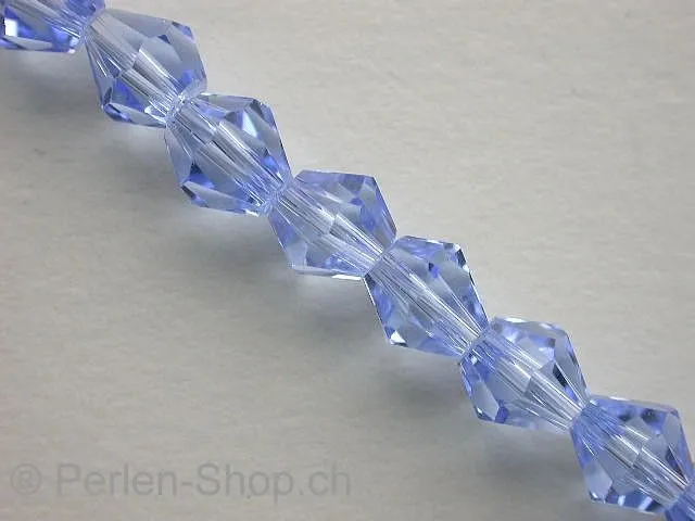 Bicone, Facet-Polished Glassbeads, blue, 6mm, ±52 pc.
