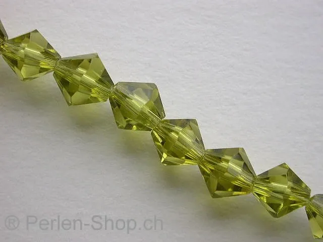 Bicone, Facette-Geschliffen Glasperlen, grün, 6mm, ±52 Stk.