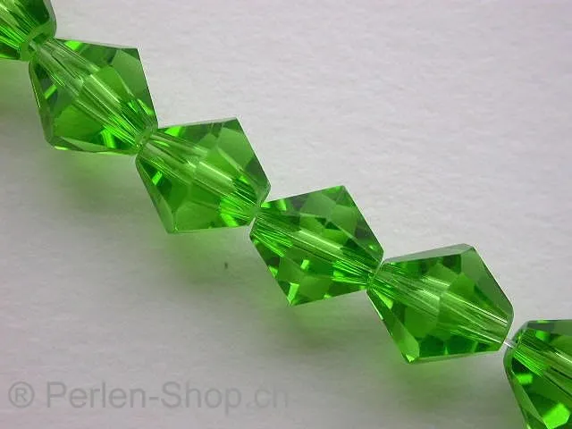 Bicone, Facet-Polished Glassbeads, green, 8mm, ±42 pc.