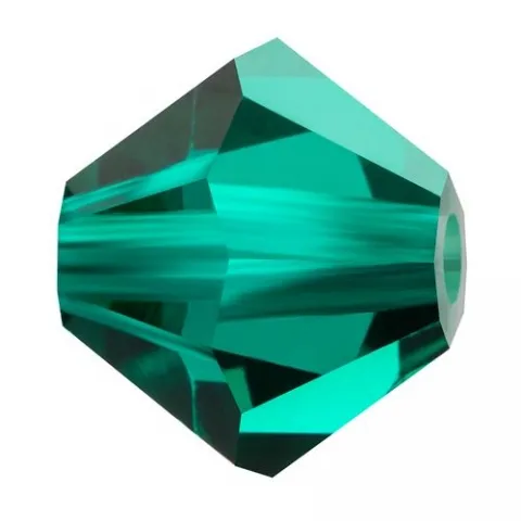 Preciosa Bicone, Couleur: Emerald, Taille: 4mm, Quantite: ±100 pcs.