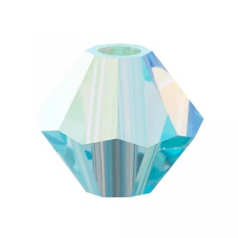 Preciosa Bicone, Farbe: Aquamarine 60000, 2xAB, Grösse: 4mm, Menge: ±100 Stk.