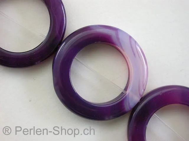 Achat, Halbedelstein, flach rund, violett, ±30mm, 2 Stk.