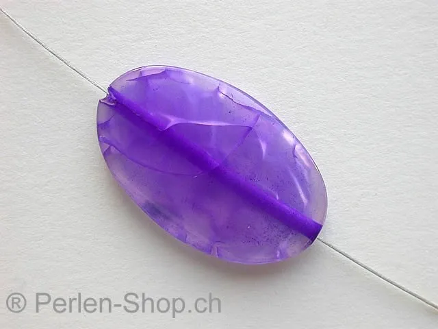 Achat, Semi-Precious Stone, flat oval, purple, ±35mm, 1 pc.
