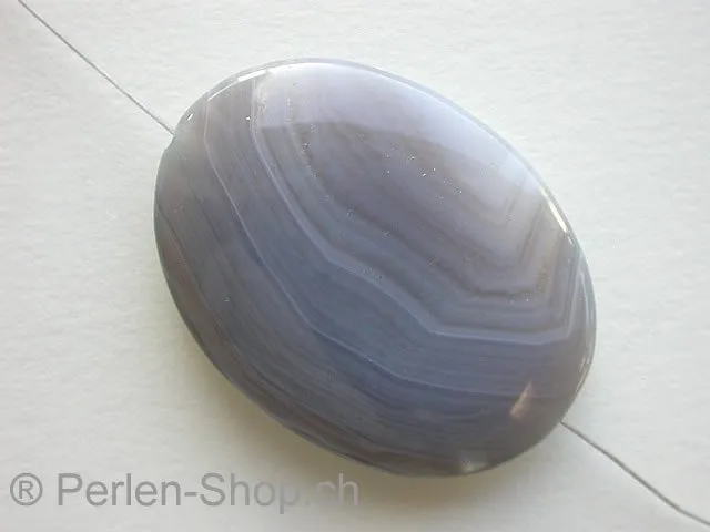 Achat, Semi-Precious Stone, flat oval, grey, ±35mm, 1 pc.