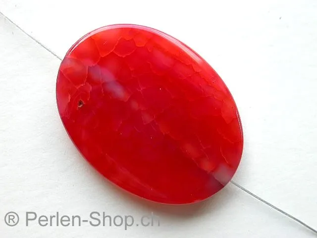 Achat, Semi-Precious Stone, flat oval, red, ±38mm, 1 pc.