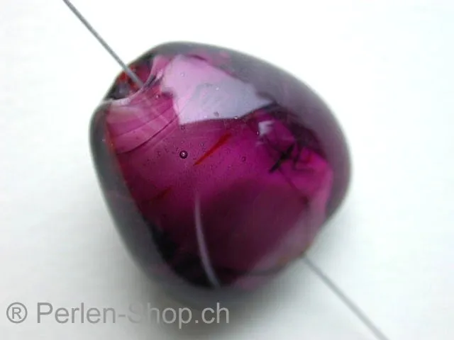 Glasperlen mit weisem verzierte kern, violett, ±26mm,, 1 Stk.