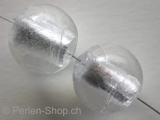 Silver Foil Round, crystal, ±18mm, 2 pc.