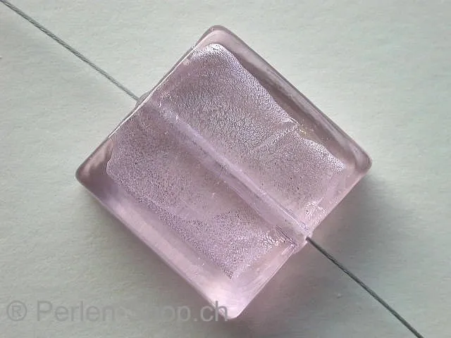 Silver Foil Square, rose, ±20mm, 2 pc.