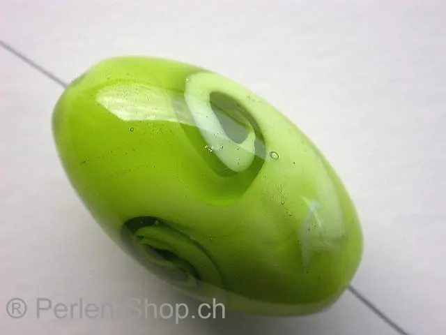 White Foil Oval, green, ±30x18mm, 1 pc.
