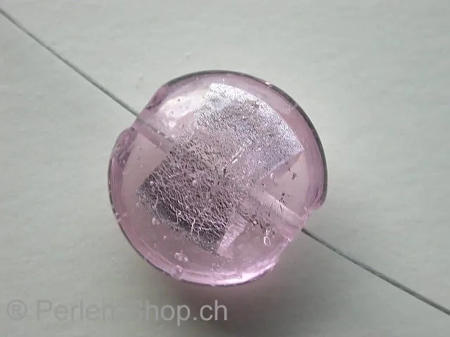Silver Foil Flat Round, rose, ±20mm, 1 pc.