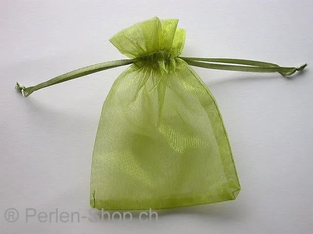 Gift bag (Organza), silk, green, ±10x13cm, 1 pc.