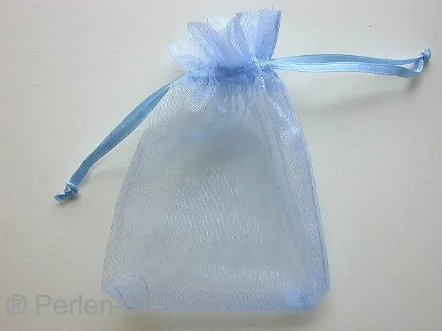 Gift bag (Organza), silk, light blue, ±9x12cm, 1 pc.