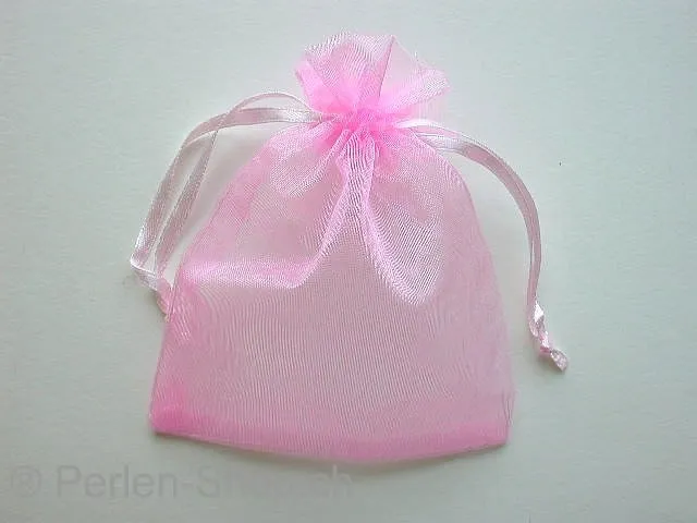 Gift bag (Organza), silk, rose, ±9x12cm, 1 pc.