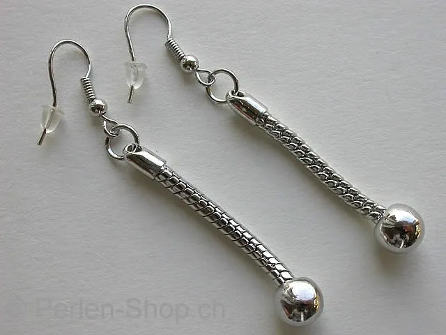 Ohrhanger f Troll-Beads Style, platinumfarbig, ±6cm, 2 Stk.