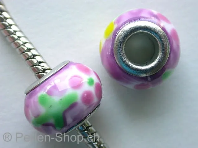 Troll-Beads Style Keramikperlen, pink, ±9x14mm, 1 Stk.