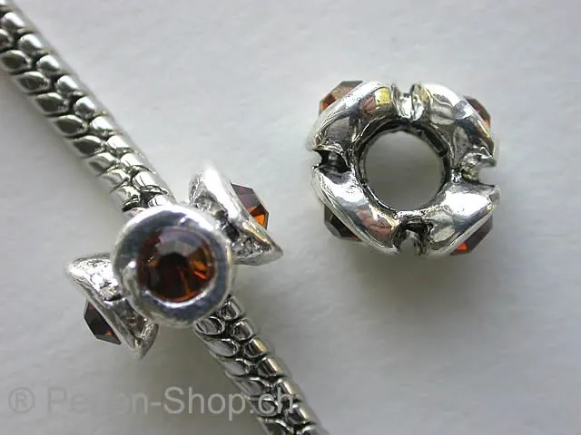 Troll-Beads Style, rondell mit 4 strasssteine, ±7x10mm, 1 Stk.