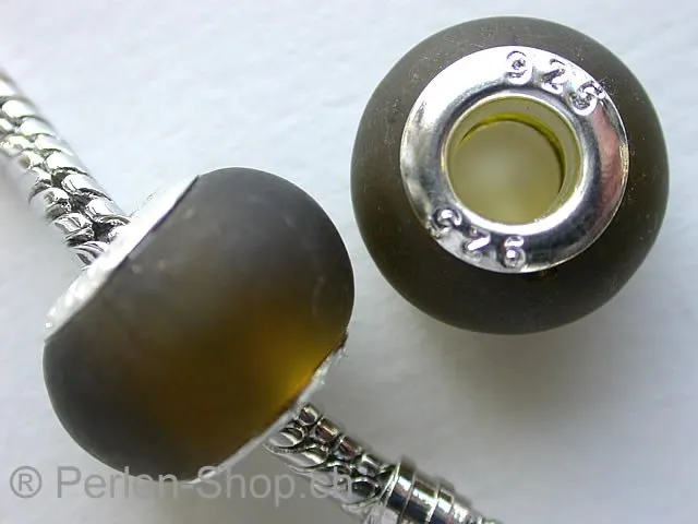 Troll-Beads Style Glasperlen matt, braun, ±10x14mm, 1 Stk.