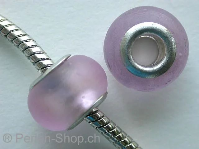 Troll-Beads Style Glassbeads frosted, pink ±10x14mm, 1 pc.
