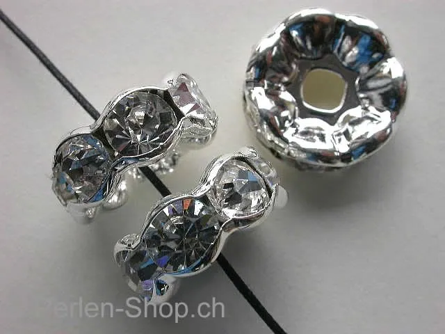 Strass rondel with 9 rhinestones, crystal, 21x8mm, 1 pc.