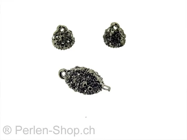 Magnetic Clasps with. ±54 rhinestone, Color: platinum, Size: ±18x9mm, Qty: 1 pc.