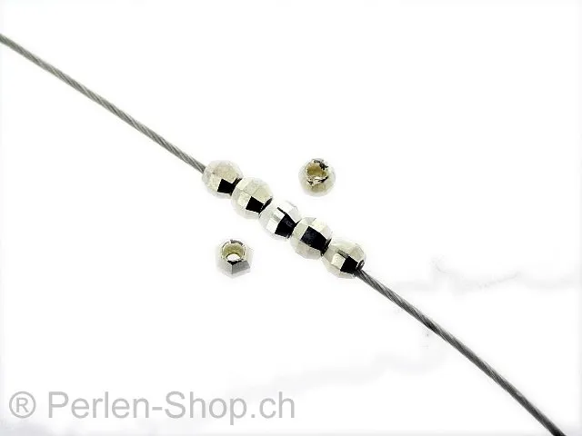 Bead Round facet, Color: Silver 925, Size: ±3mm, Qty: 3 pc.