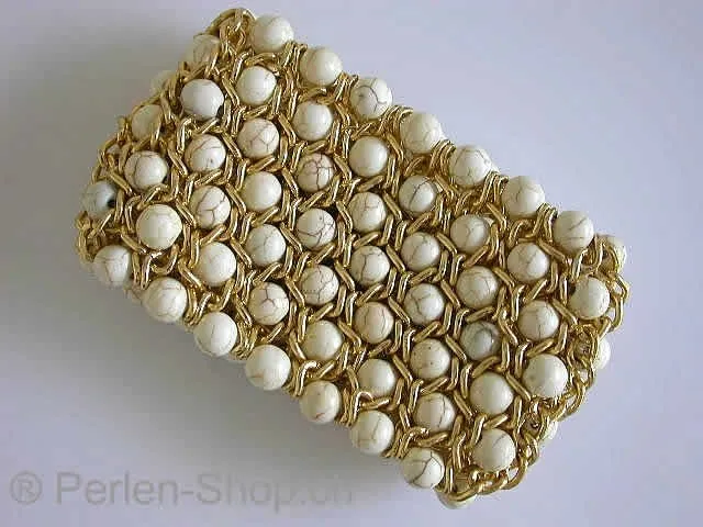 Bracelt with howlite beads, white, 1 pc.
