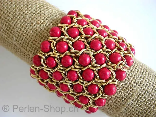 Bracelt with howlite beads, red, 1 pc.