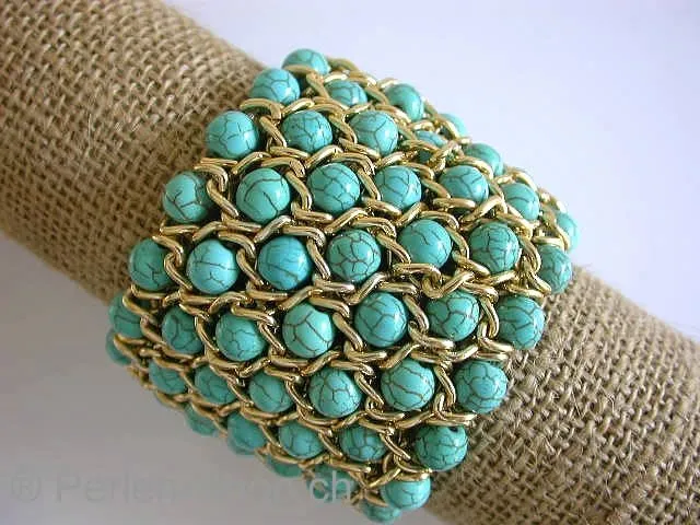 Bracelt with howlite beads, turquoise, 1 pc.