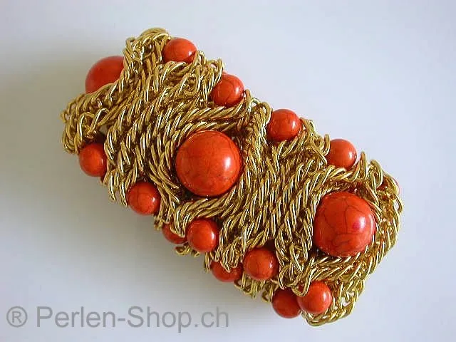 Bracelt with howlite beads, orange, 1 pc.