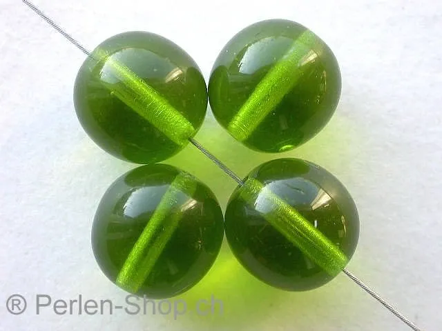Glassbeads, green, 12mm, 10 pc.