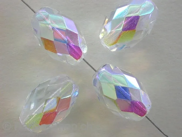 Facet beads, crystal ab 15mm, 10 pc.