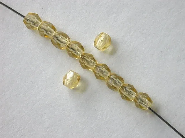 Facette-Geschliffen Glasperlen, gold, 3mm, 100 Stk.