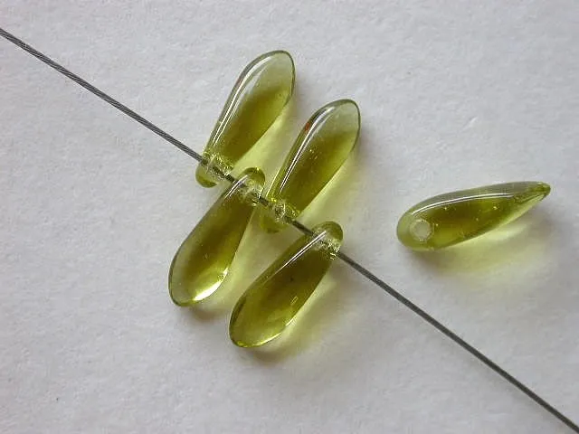 Dropbeads, olivine, 3mm, approx. 50 pc.